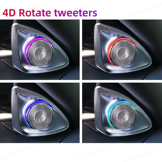 64 Colors 4D rotating Tweeter Speaker Ambient Light For Mercedes-Benz 4D Speaker W213 W205 W206 W223 W222 X254 C/E/S-Class Car