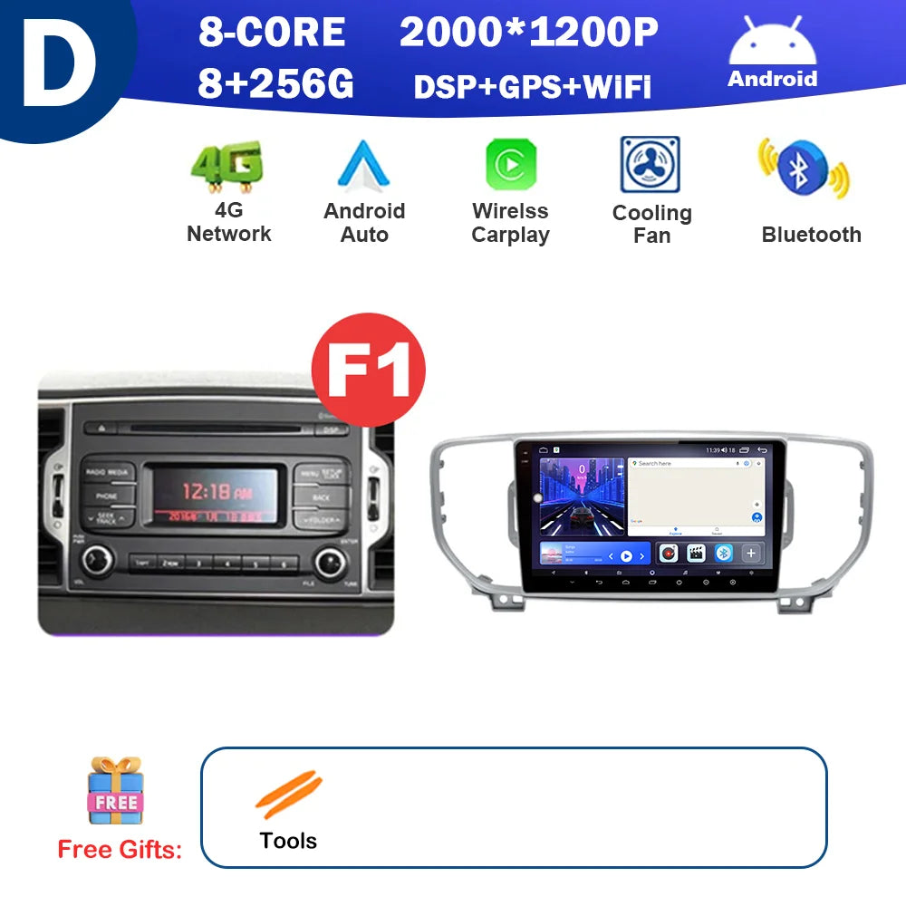 9 inch for KIA Sportage 4 QL 2016 2017 2018 Android Auto Navigation GPS Split Screen Wireless Carplay DSP Stereo Bluetooth WiFi