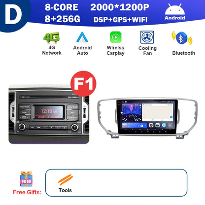 9 inch for KIA Sportage 4 QL 2016 2017 2018 Android Auto Navigation GPS Split Screen Wireless Carplay DSP Stereo Bluetooth WiFi