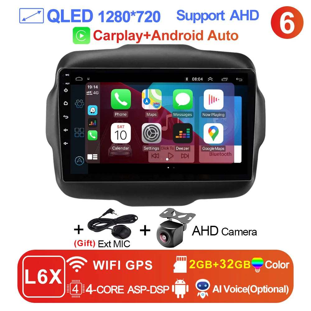 LEHX L6Pro 4G LTE DSP Car Radio Android Auto Video Multimedia Player For Jeep Renegade 2016-2020 Carplay 2din dvd Autoradio  gps