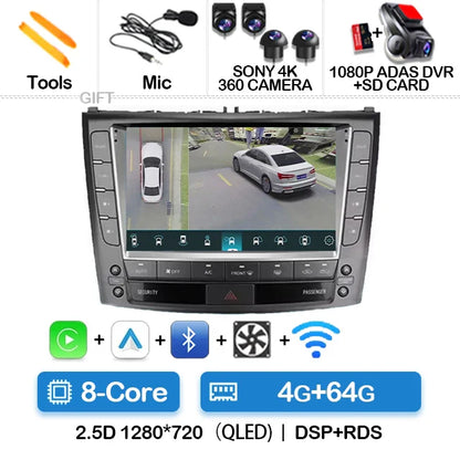 Android 14 Car Radio For Lexus IS250 IS300 XE20 IS220 IS350 2005 - 2012 Multimedia Video Player NAVI GPS 4G WIFI Carplay Auto BT