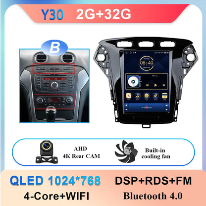 9.7 Inch Android 14 Car Radio Stereo Multimedia Player For Ford Mondeo MK4 2011 - 2013 Auto GPS Navigation wireless carplay DVD