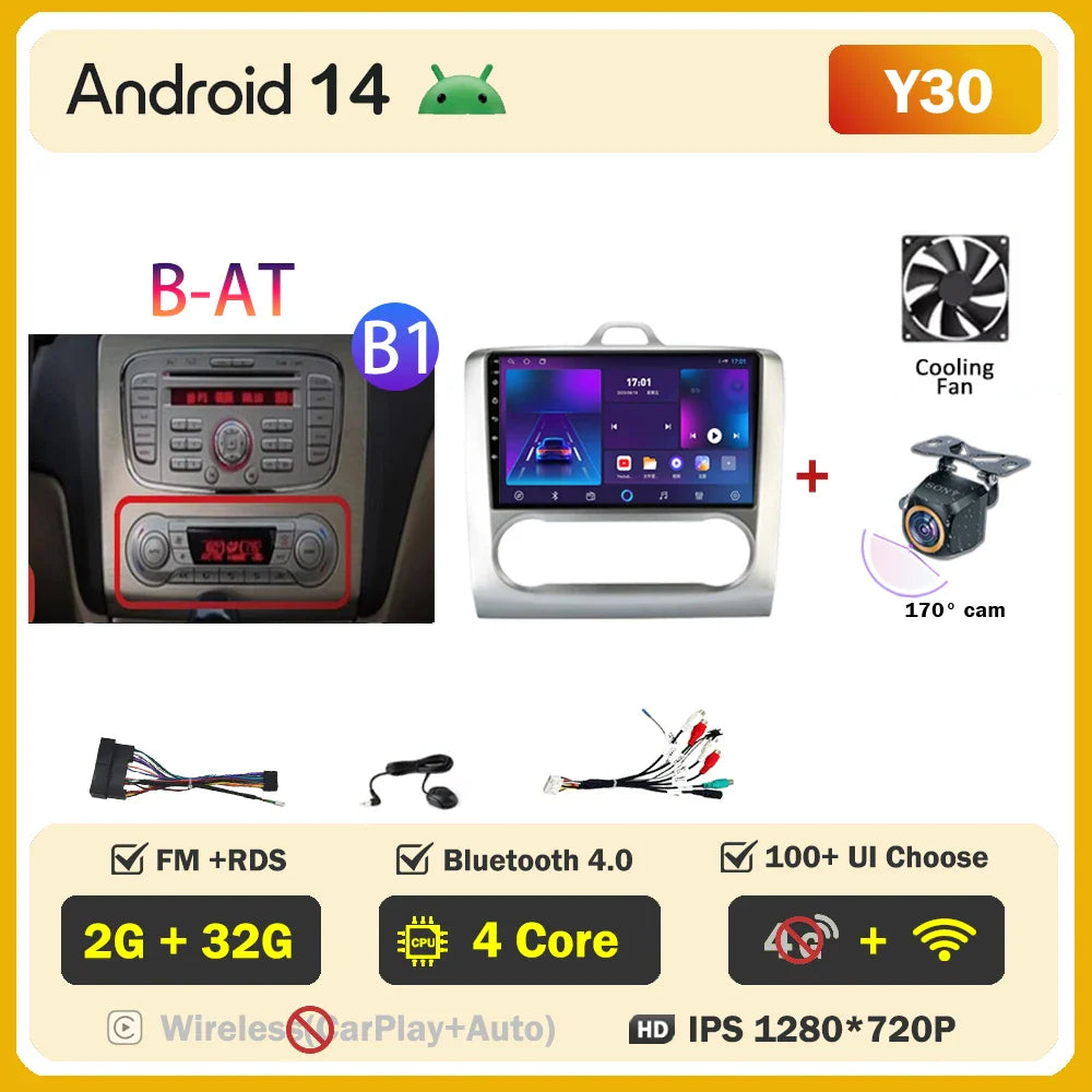 2din Android 14 Carplay Radio For ford focus 2 3 Mk2 Mk3 2004-2011 Automotive Car Multimedia GPS Autoradio 8 Core Wifi DSP BT