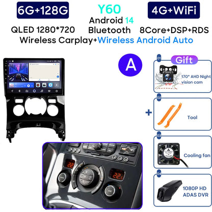 Car Radio Android 14 For Peugeot 3008 5008 2009-2016 LHD Navigation GPS Android Stereo Multimedia Player Screen No 2din 4G Wifi