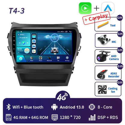 9 Inch 2 Din Android Car Radio for Hyundai IX45 Santa Fe 2013 2014 2015 2016 2017 Car Stereo Android Auto Carplay Navigation GPS