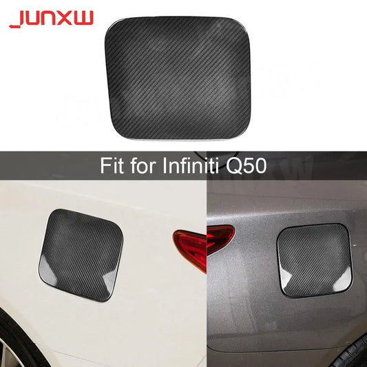 Carbon Fiber Outside Oil Filler Door Fuel Tank Cap Cover Decoration Parts for Infiniti Q50 2016-2022 Car Accessories