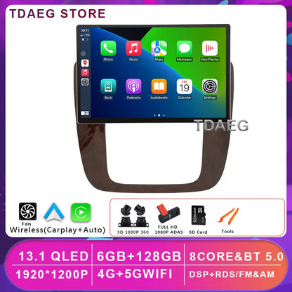 13INCH Android 14 For GMC Yukon Chevrolet Tahoe Suburban 2008 - 2012 Multimedia Video Player 4G WIFI Navigation GPS Carplay auto