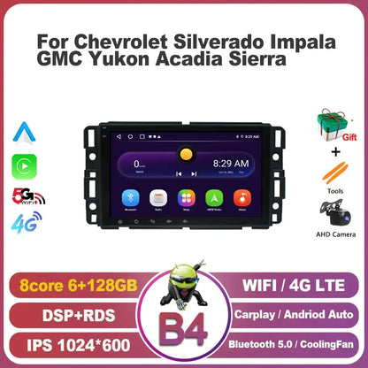 Stereo 2 Din Screen  Android 13  For Chevrolet Silverado Impala GMC Yukon Acadia Sierra Radio Multimedia Wireless