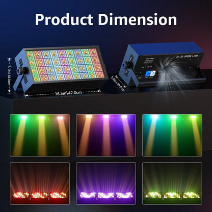 U'King 220W Screen Lights 36RGB Single Point Control Wash Lights Square Curtain Effect Stage Lights For DJ Disco Christmas Party