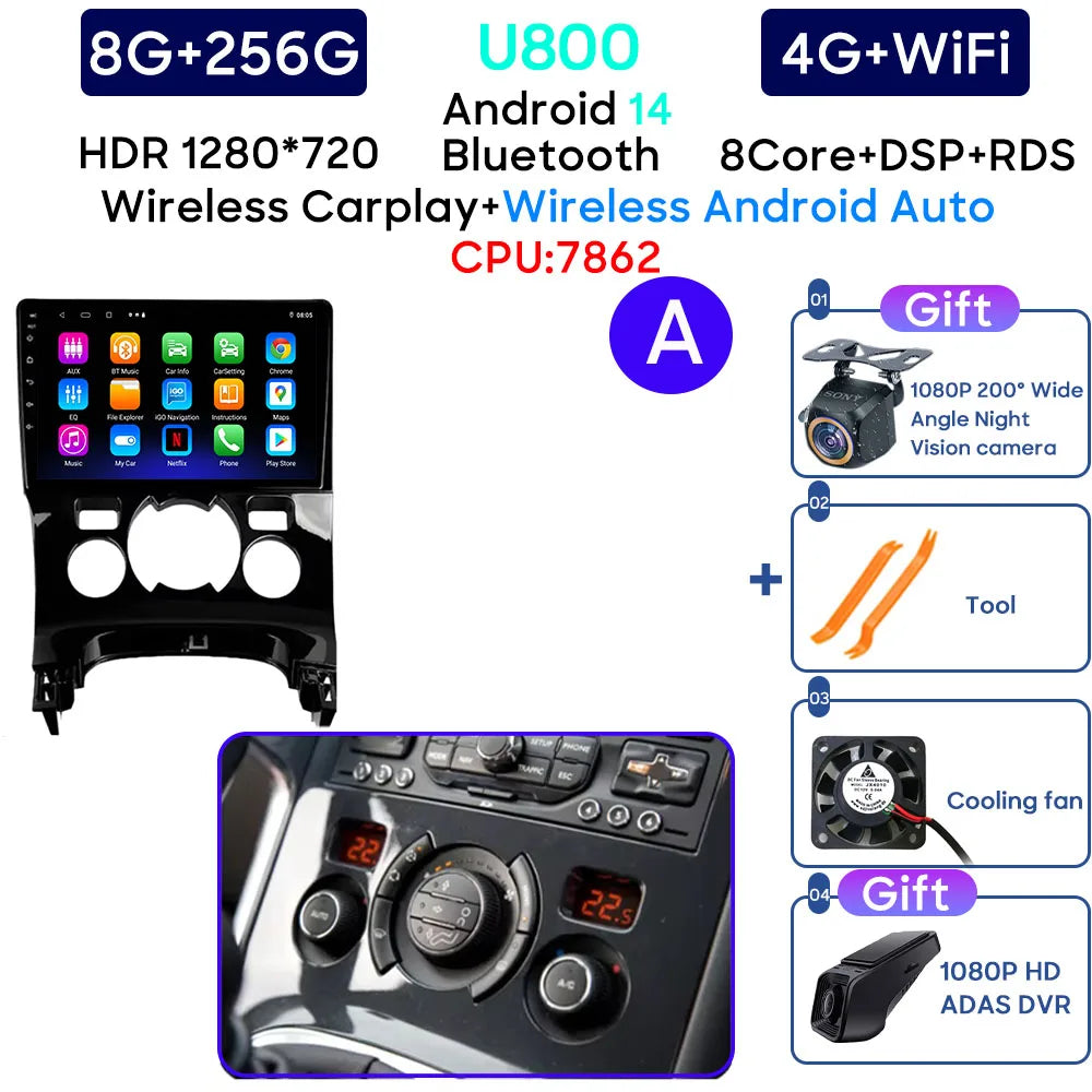 Car Radio Android 14 For Peugeot 3008 5008 2009-2016 LHD Navigation GPS Android Stereo Multimedia Player Screen No 2din 4G Wifi