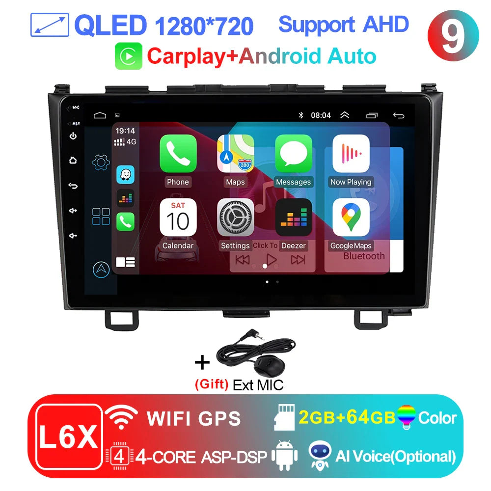 LEHX Pro 5G WIFI 8 Core Android 14 2 Din Autoradio Car Radio Multimedia Player For Honda CRV CR-V 2006-2011 Carplay gps dvd QLED