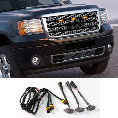 3X For GMC Sierra 2500 HD 11-14 Front Grille LED Light Raptor Style Grill Cover Car Styling Accessories