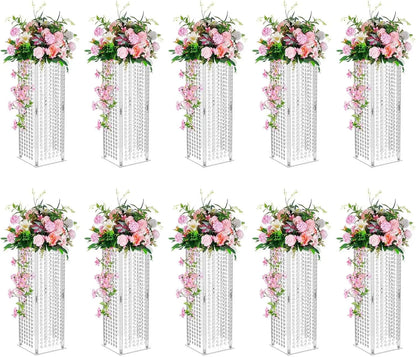 Centerpieces for Weddings Acrylic Vases 10 Pcs 23.6in Tall Crystal Flower Vase Flowers Stand for Party Tables Decorations