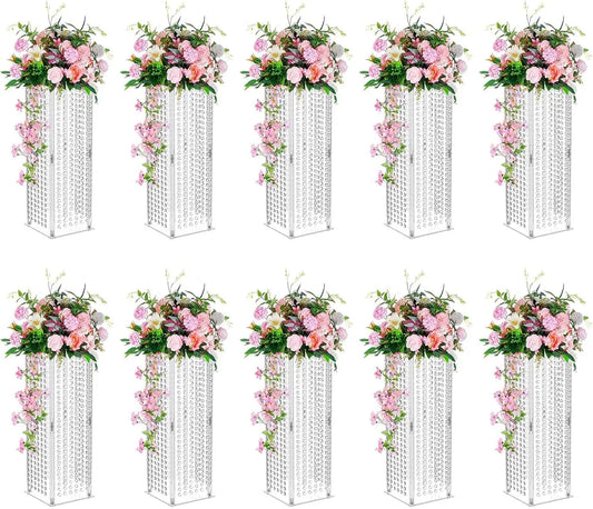 Centerpieces for Weddings Acrylic Vases 10 Pcs 23.6in Tall Crystal Flower Vase Flowers Stand for Party Tables Decorations