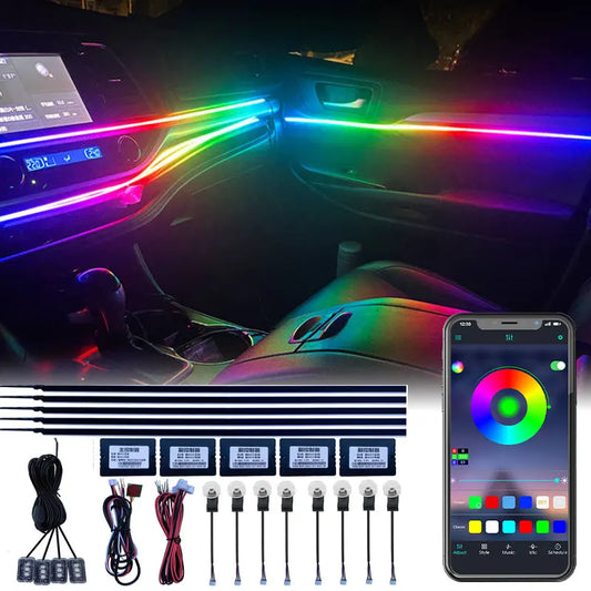18in1 110cm Led Atmosphere light Interior lights Symphony light strip Door lights Center console decorative light Foot lamp APP