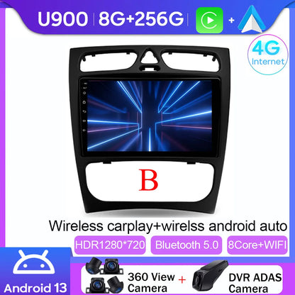 Android 14 wifi+4G Carplay BT Car Radio For Benz W203 W209 C180 C200 C220 C230 2004-2011 Navigation GPS Video Player Multimedia
