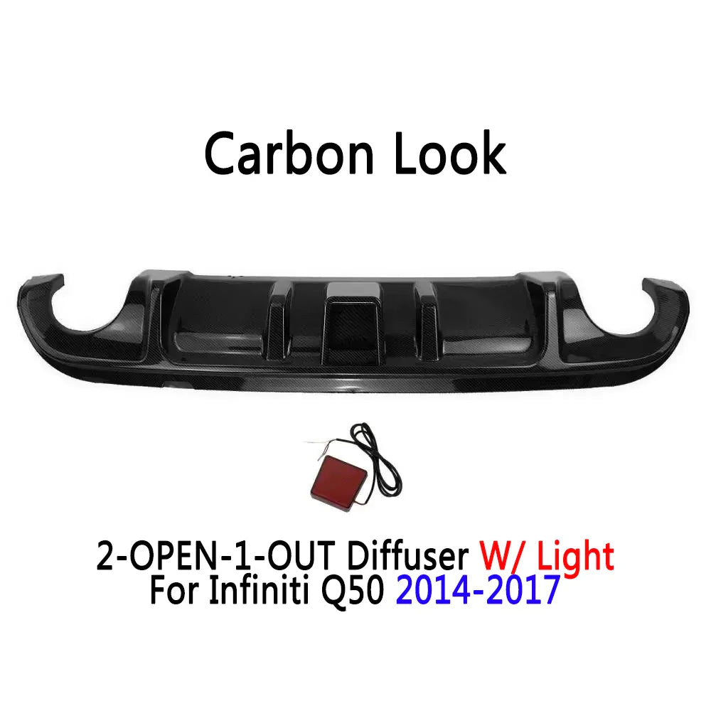Diffuser For Infiniti Q50 2014-2017 Accessories Rear Bumper Posterior Lip W/ Light Body Kit Auto Exterior Modification Parts HOT
