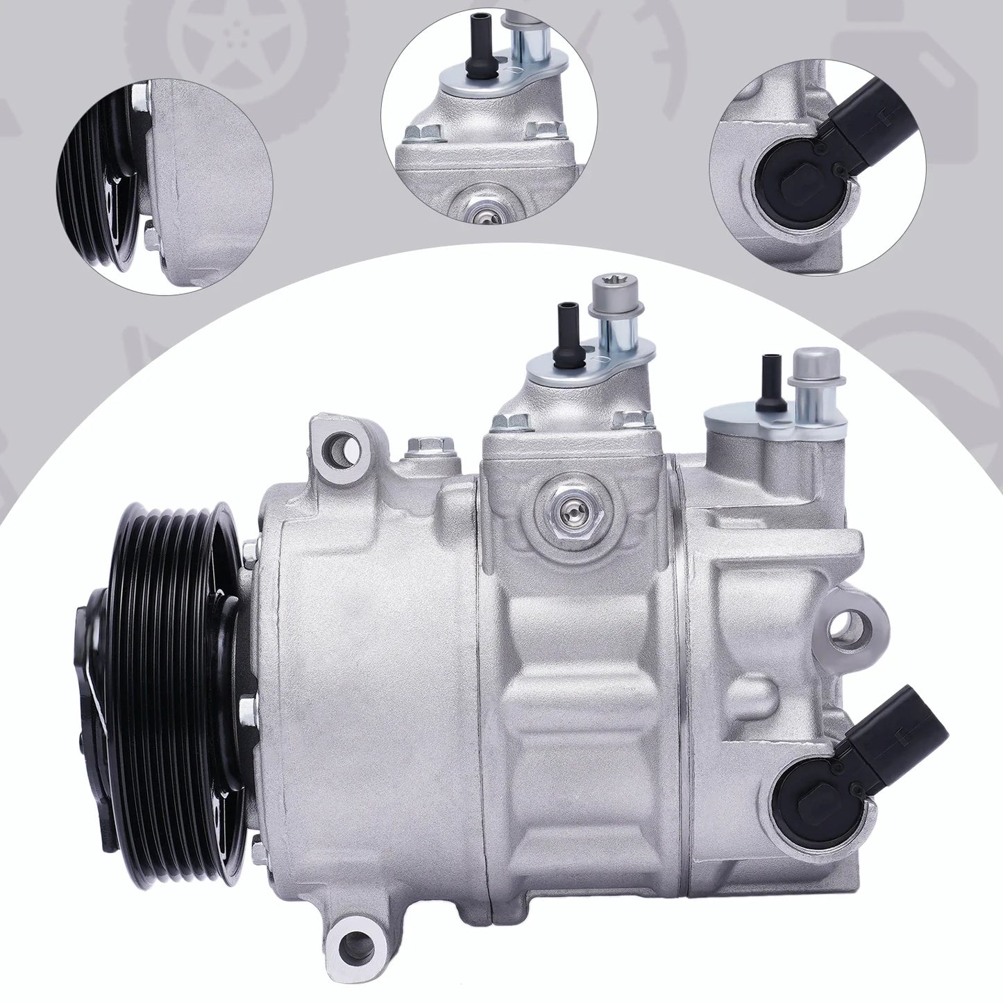 12V 125 Amps Air Conditioning Compressor AC Clutch Kit for Cars and Trucks Silver Energy-saving Air Conditioning Compressor