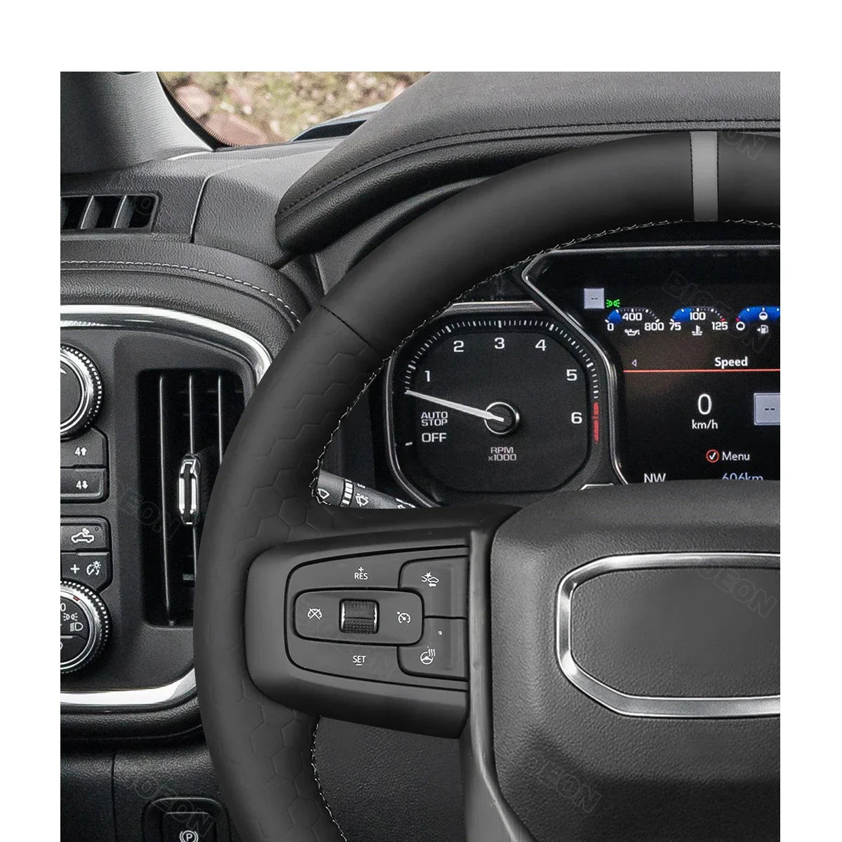 Bioeon Black Hive Leathe Car Steering Wheel Cover for GMC Sierra 1500 Sierra 1500 Limited Sierra 2500 3500 Yukon (Yukon XL)