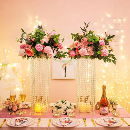 Centerpieces for Weddings Acrylic Vases 10 Pcs 23.6in Tall Crystal Flower Vase Flowers Stand for Party Tables Decorations