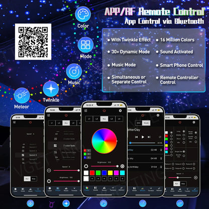 16W Twinkle LED Car Roof Star Light RGBW APP Music Remote Control Starry Sky Ceiling Fiber Optic Interior Atmosphere Decorative
