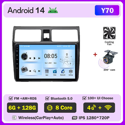 Android 14 Car player Auto Car 9 inch Radio For Suzuki Swift 2003 - 2010 GPS Navigation Auto Radio Dash Cam 5G wifi QLED Screen