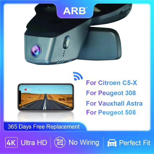 Car DVR for Peugeot 308 2021-2024, for Citroen C5X/Opel Vauxhall Astra 2022-2023, for Peugeot 508 2019-2022, ARB 4K Dashcam WIFI