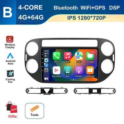 for VW Volkswagen Tiguan 1 NF 2006 - 2016 Car Multimedia Radio Player Android OS GPS Navigation Wireless CarPlay 4G Cooling Fan