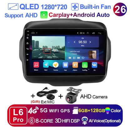 LEHX L6Pro 4G LTE DSP Car Radio Android Auto Video Multimedia Player For Jeep Renegade 2016-2020 Carplay 2din dvd Autoradio  gps