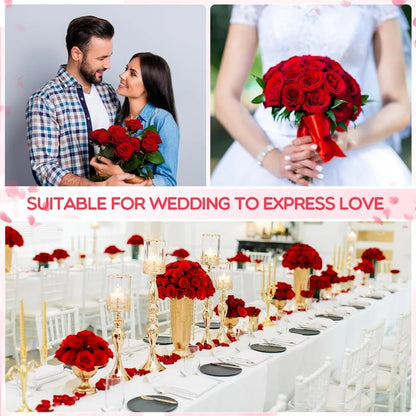 500 Pcs Artificial Silk Roses Flowers with Long Stem Bridal Wedding Bouquet for Garden Home Party Gifts Favor Decoration