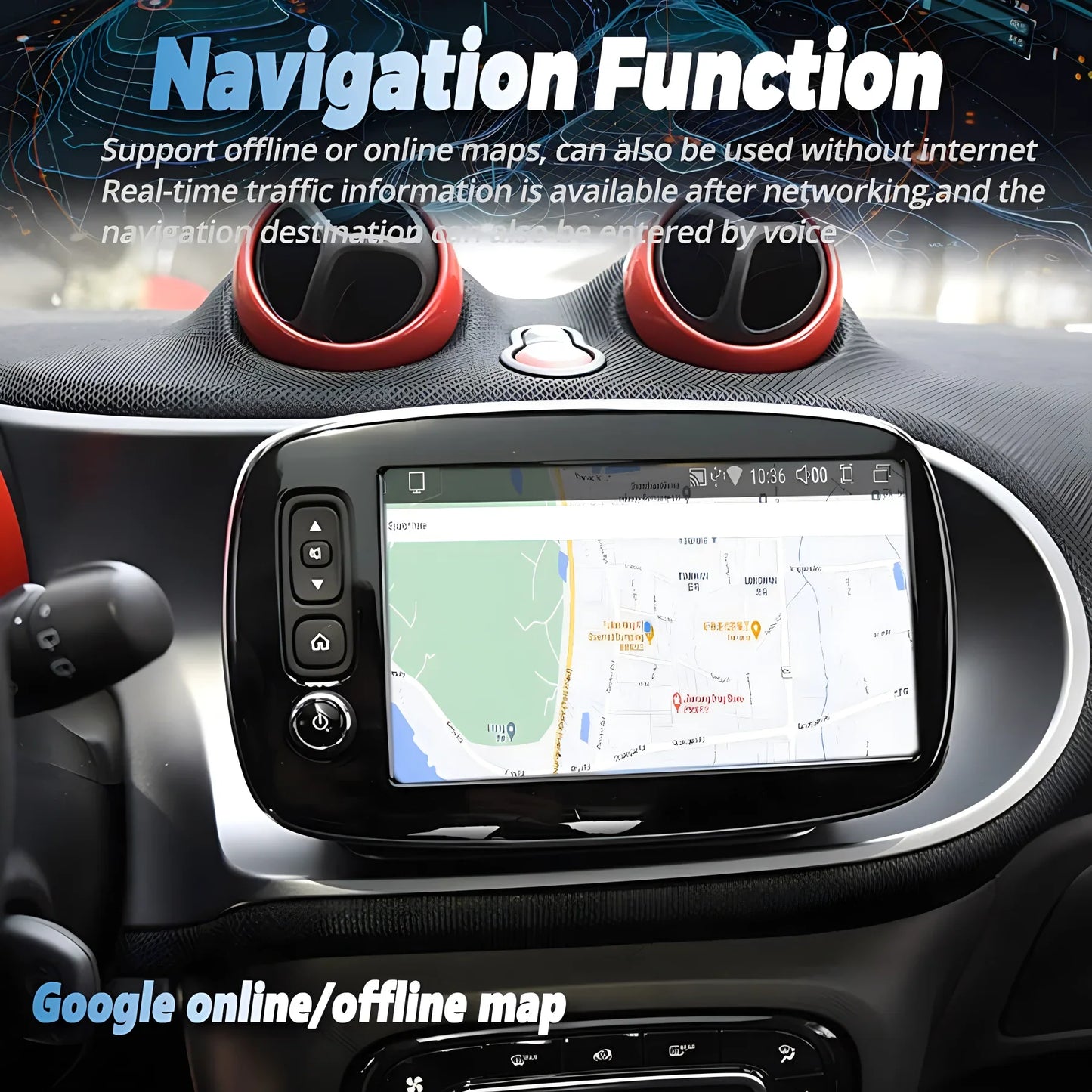 8“ Android 14 CarPlay GPS Navigation Player Head Unit For Mercedes Benz Smart 453 Fortwo Forfour 15-19 Radio Stereo Multimedia