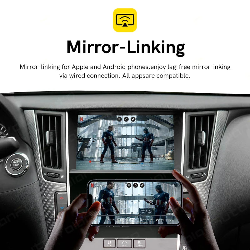 YolanAuto Wireless CarPlay Android Auto Module for Infiniti Q50 Q50L Q60 QX50 Aftermarket Car Upgrade Retrofit Kit