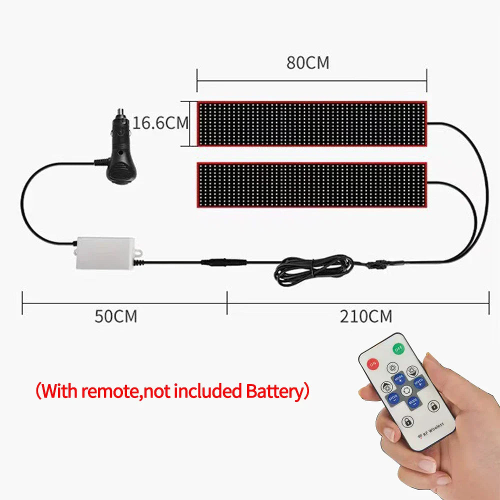 2 in 1 Truck Car Devil Eye LED Pixel Panel Light Remote Control Soft Foldable Lighting Scrolling For Board Windshield 12V 24V
