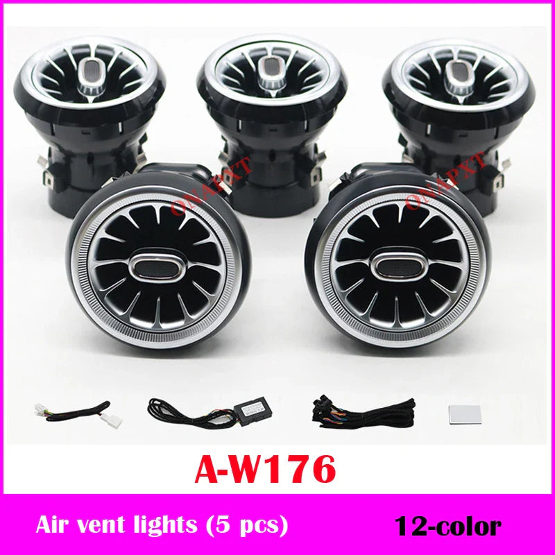 12-color For Benz A/CLA/GLA W176 W117 W156 LED Air Vent Outlet Backlight Nozzle Atmosphere Lamp Door Dashboard Ambient Light