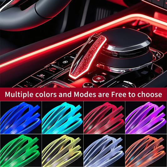 Interior Car LED Strip Lights APP Control, 5 in 1 RGB 16 Million Customized Colors Ambient Lighting Kit with 236 inches Fiber