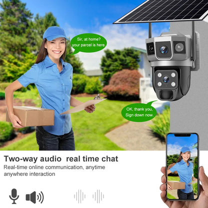 4G Solar IP Camera WIFI CCTV 12MP Dual Lens Triple Screen PTZ Auto Tracking 6K Curious Security Surveillance V380 Pro Camera power tools