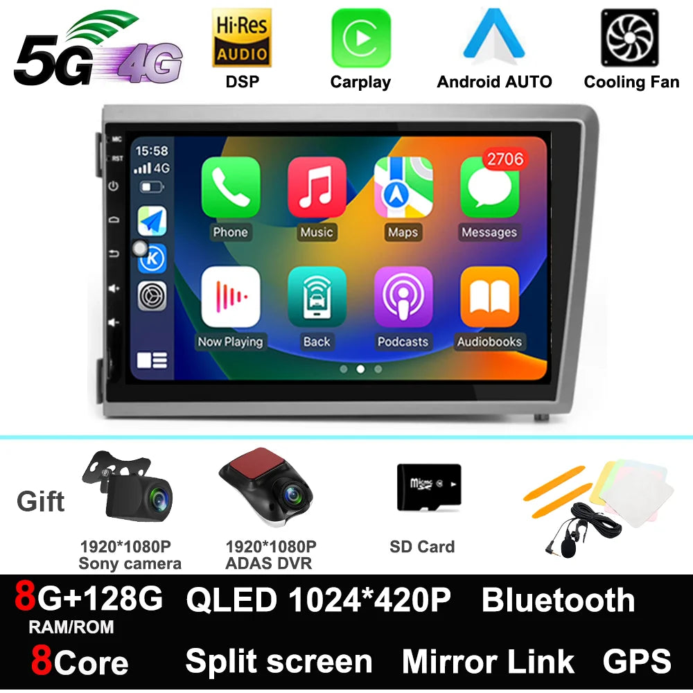 Android 13 For Volvo S60 V70 XC70 2000-2004 GPS Car Radio Stereo Multimedia Player Audio Navigation BT Carplay wifi+4G