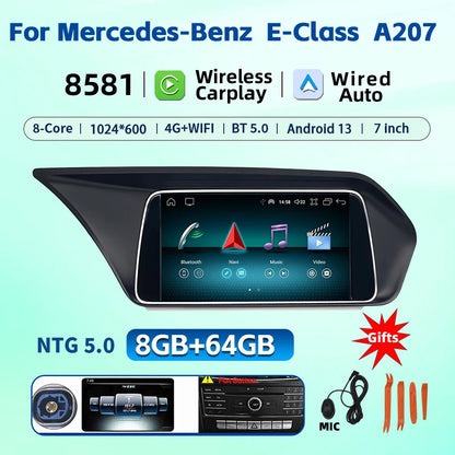 7 Inch Carplay Android 13 Auto Car Intelligent Systems For Mercedes Benz E Class W212 A207 X204 DSP Stereo Touch Screen