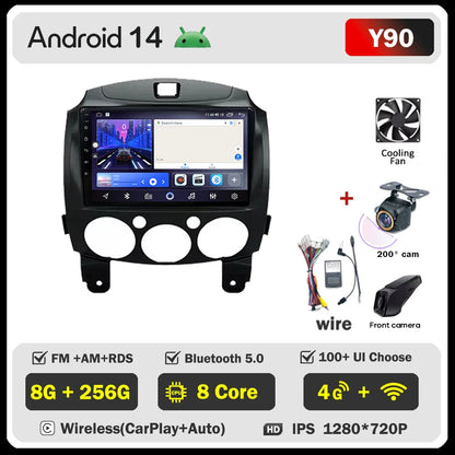 Android 14 Car For MAZDA 2 Mazda2 2007 2008 2009 2010 2011 2012 2013 2014 GPS Navi No 2 din Autoradio Car Android Radio Screen