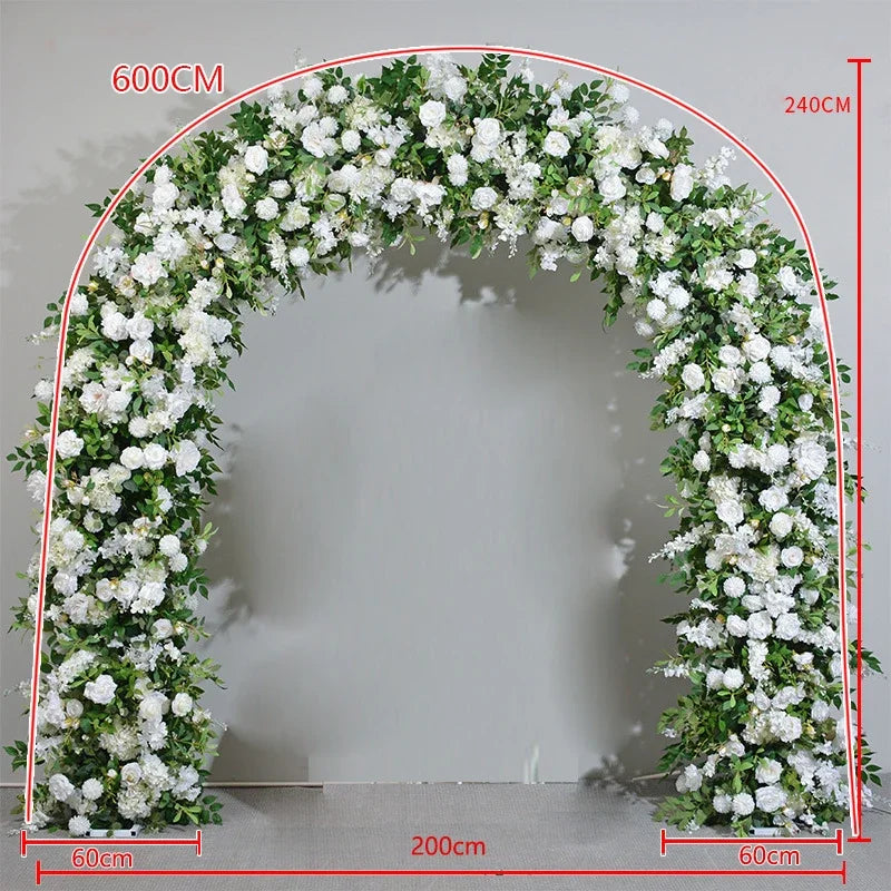 White Rose Green Plants Luxury Wedding Backdrop Decoration Artificial Flower Row Floral Arrangement Arch Props Decor Event Deco