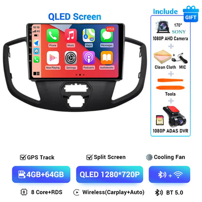 Android 15 Wireless Carplay&Auto WIFI+4G For Ford Transit 2015 2016 2017 2018 Car Radio Multimedia Video Player GPS Stereo 2din