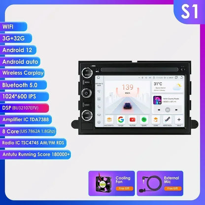 Hizpo Android 13 2 Din GPS Multimedia Player For  Ford 500 F150 Explorer Edge Escape Sport Lincoln Expedition Mustang Car Radio
