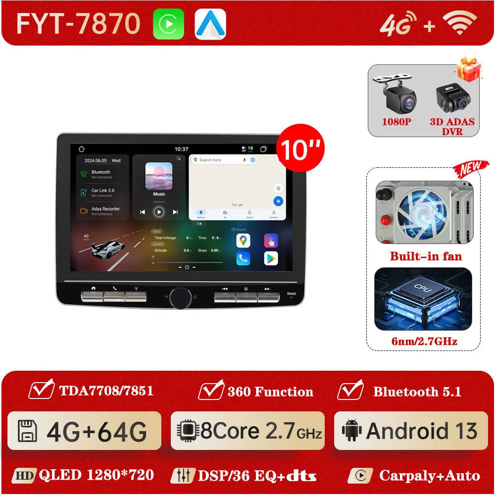 UIS7870 Android 13 Universal Car Radio Carplay auto WIFI6 360 camera Multimedia Player GPS Navigation DSP DTS DVR Head Unit