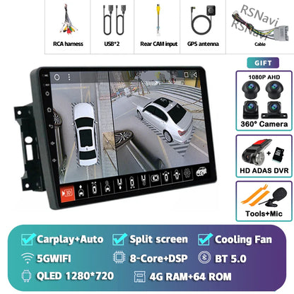 Android 14 Car Radio For Jeep Compass Grand Cherokee Wrangler Chrysler Sebring Town Country Dodge Charger Multimedia Stereo 2din
