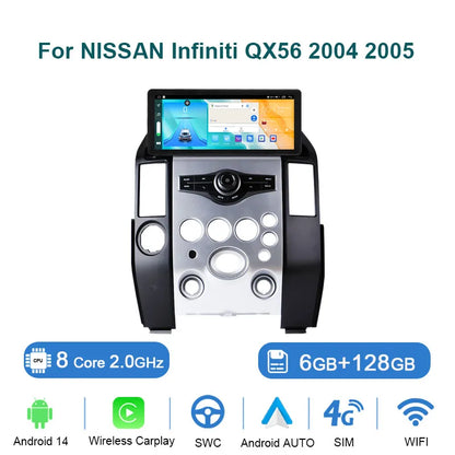 12.3" 4G Carplay Android 14 Car Radio Multimedia Video Player For NISSAN Infiniti QX56 2004 2005 Navigation GPS Head Unit