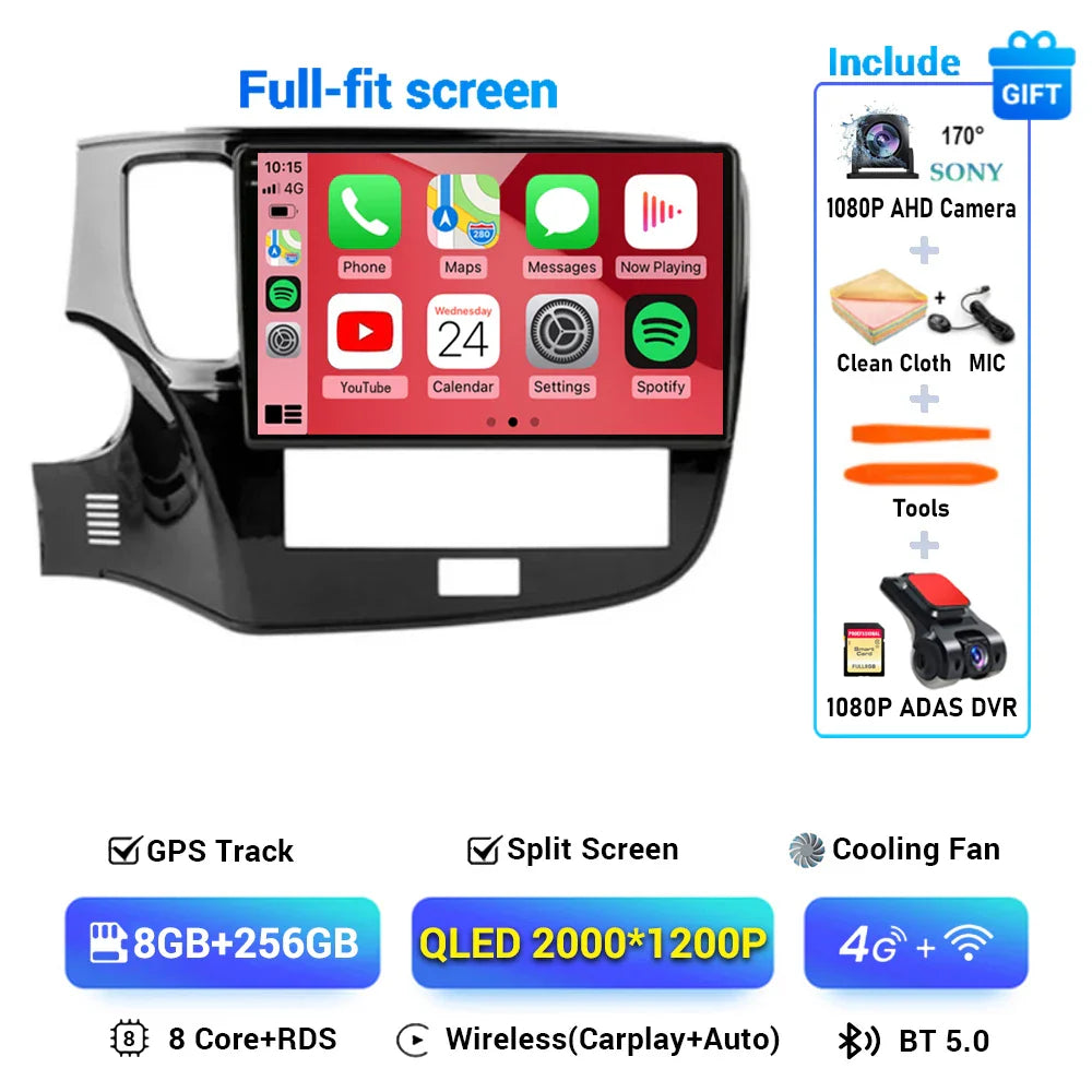 Android 14 CarPlay Auto Car Radio For Mitsubishi Outlander 3 III GF0W GG0W 2018 2019 2020 2021 Multimidia Video Player Stereo 4G