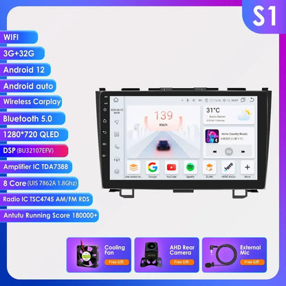 Hizpo Car Radio for Honda CRV CR-V 2007-2011 Multimedia Video Player Navigation Stereo GPS Android 13 Carplay Head Unit No DVD