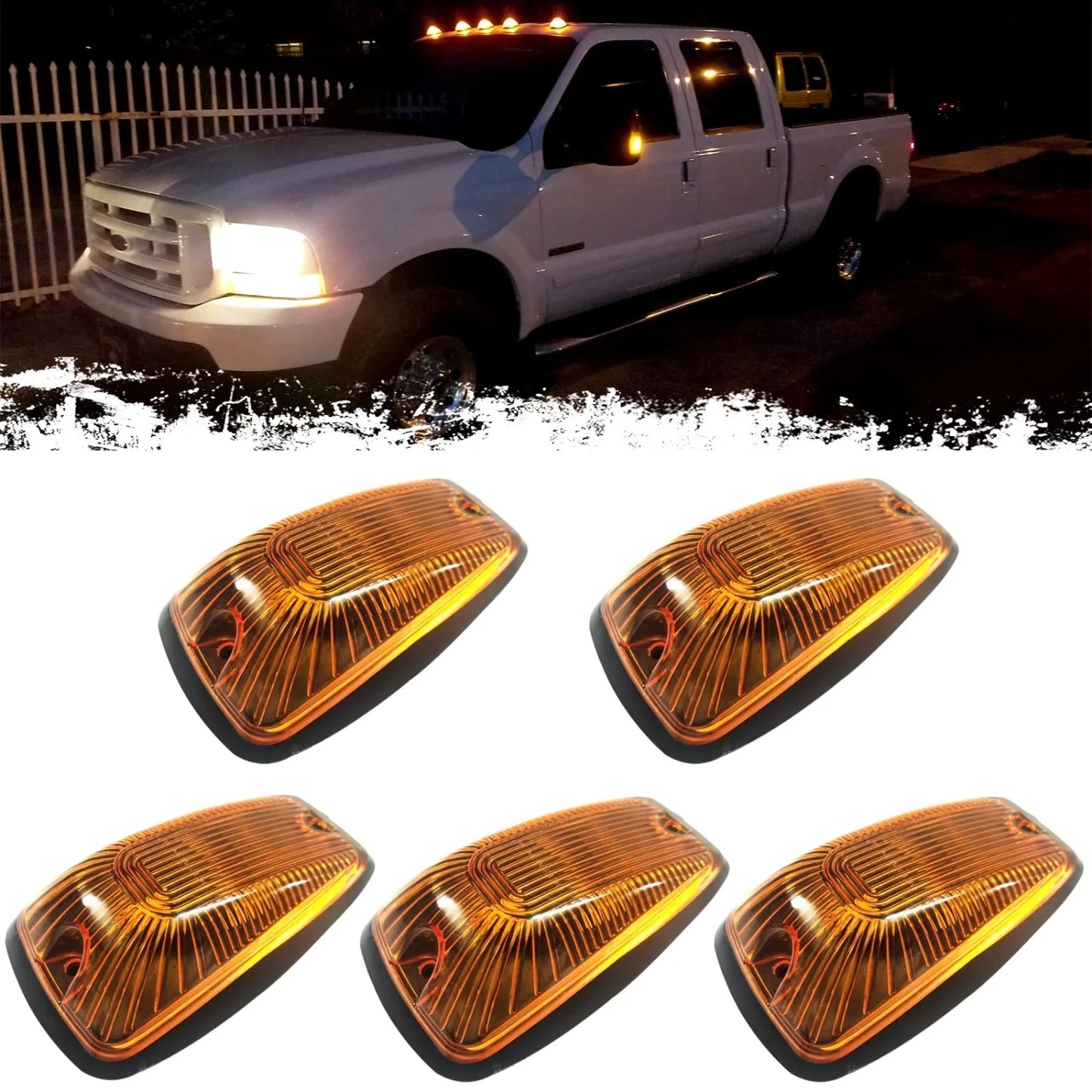 5PCS Car Marker Roof Lights Amber LED Cab For 1988-2002 Chevy/GMC C/K 1500 2500 3500 Pickup Trucks Lights Auto Exterior Parts