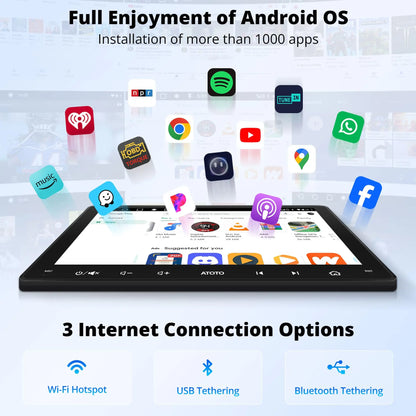 ATOTOZONE 9 Inch Android Car Radio Stereo Multimedia GPS Navigation Bluetooth WiFi FM Support Wireless Android Auto Carplay