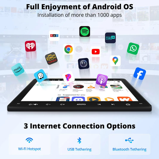 ATOTOZONE 9 Inch Android Car Radio Stereo Multimedia GPS Navigation Bluetooth WiFi FM Support Wireless Android Auto Carplay